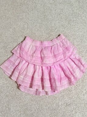 LoveShackFancy Pink Lace Ruffle Mini Skirt – Size XS 🎀